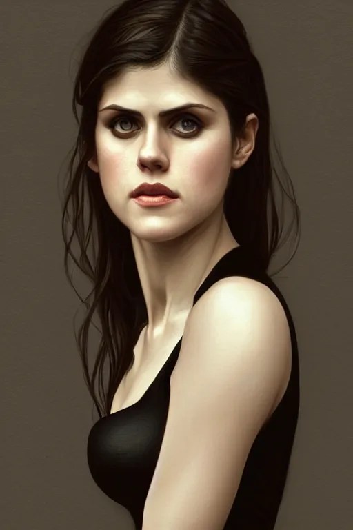 pregnant alexandra daddario in a black dress, Stable Diffusion