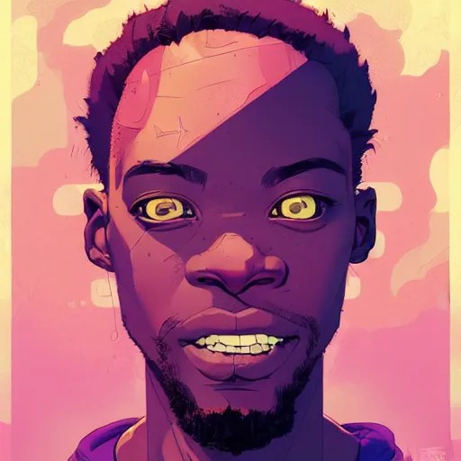 a study of cell shaded portrait of Axel Foley dreaming Stable