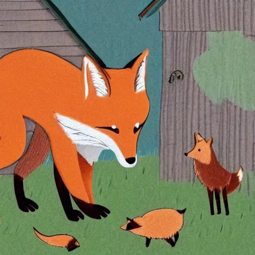 a fox guarding a hen house Stable Diffusion OpenArt