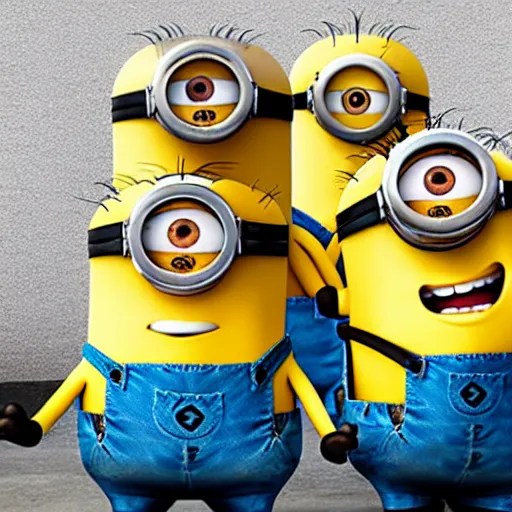 photograph of several minions from despicable me being Stable