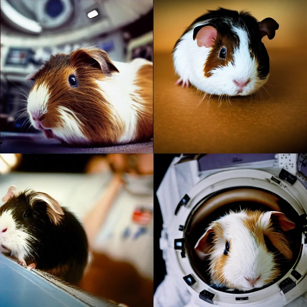 a realistic photography of a guinea pig in the apollo Stable