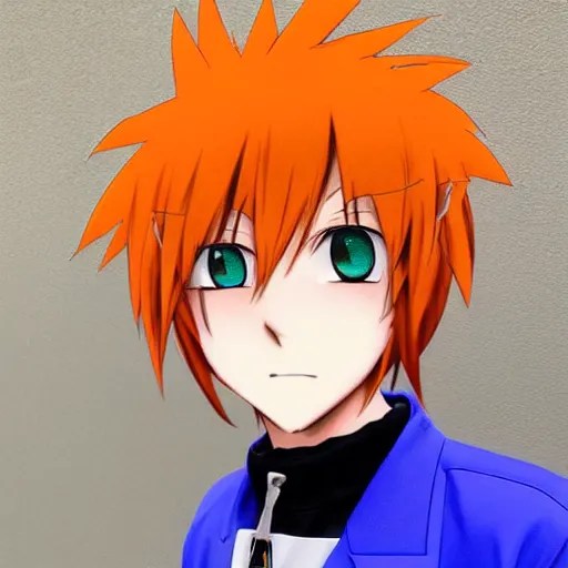 orange haired anime boy, 1 7 year old anime boy Stable