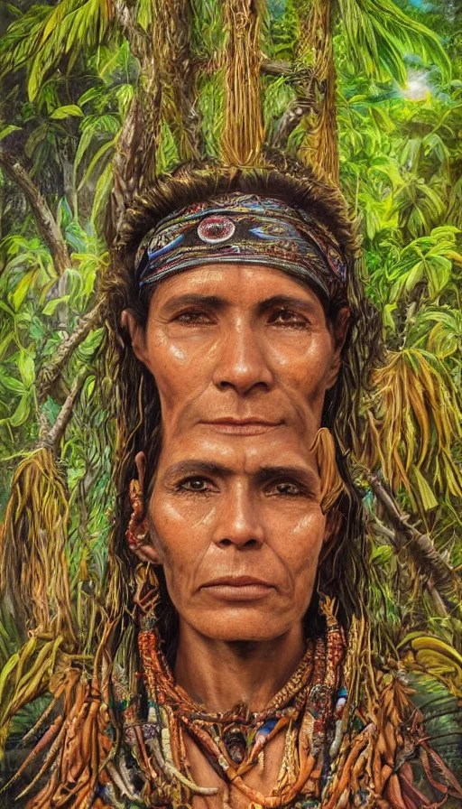 a beautiful portrait of an amazonian shaman healer Stable Diffusion