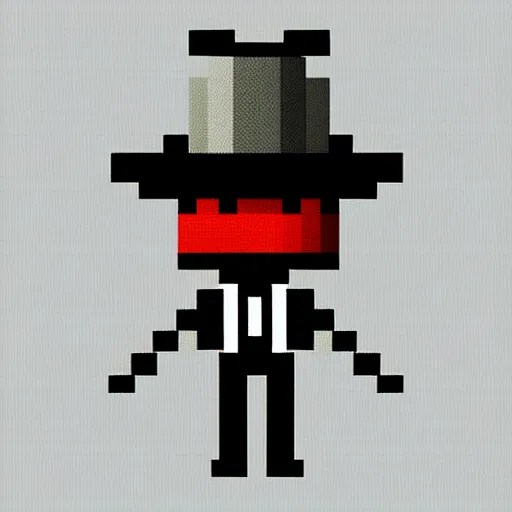 spider wearing a top hat. pixel art. character concept. Stable