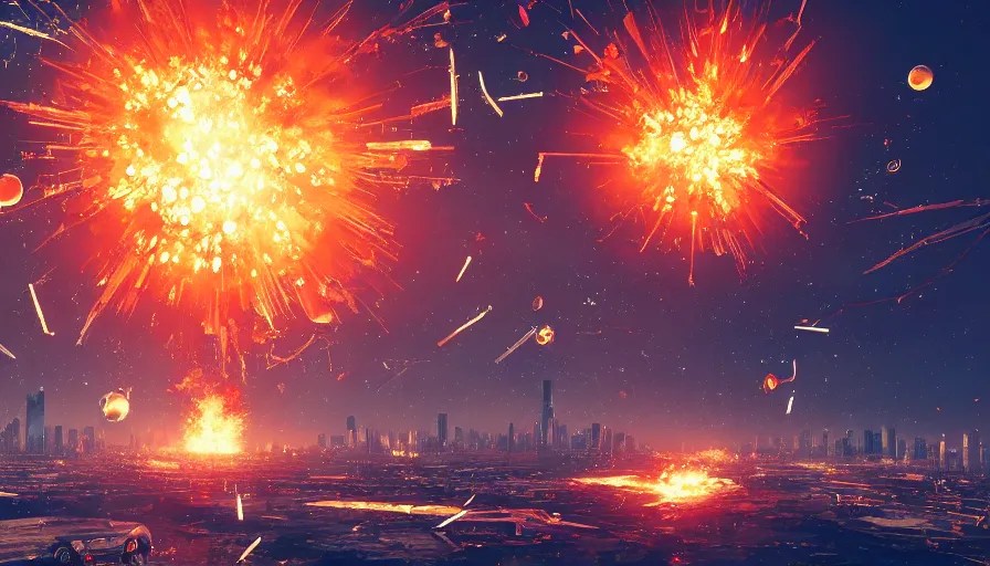 metallic spheres falling from the sky and destroying Stable Diffusion OpenArt