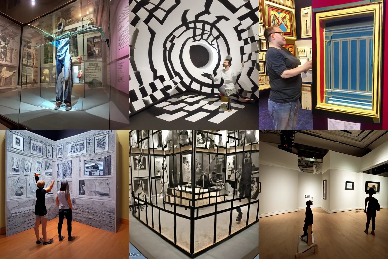 forced perspective optical illusion museum exhibit Stable Diffusion