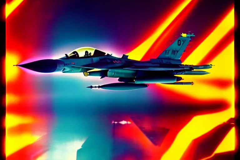 stylized poster of an f 1 6 fighter concept, thick Stable Diffusion