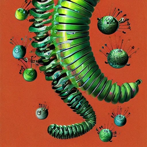 biomechanical hungry caterpillar, hr gieger, concept Stable Diffusion