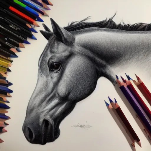a colored pencil drawing of an horse by natalia rojas Stable Diffusion