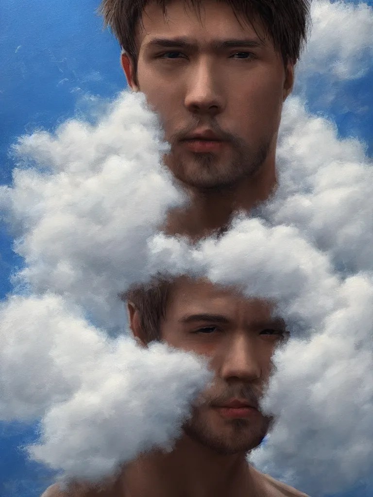 portrait of a cloud man, detailed painting, hd, hq, Stable Diffusion