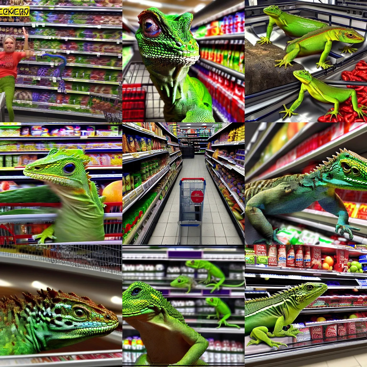 lizard people at the grocery store, ultra realism HD, Stable
