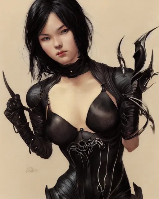 portrait of cassandra cain wearing black clothes and Stable Diffusion