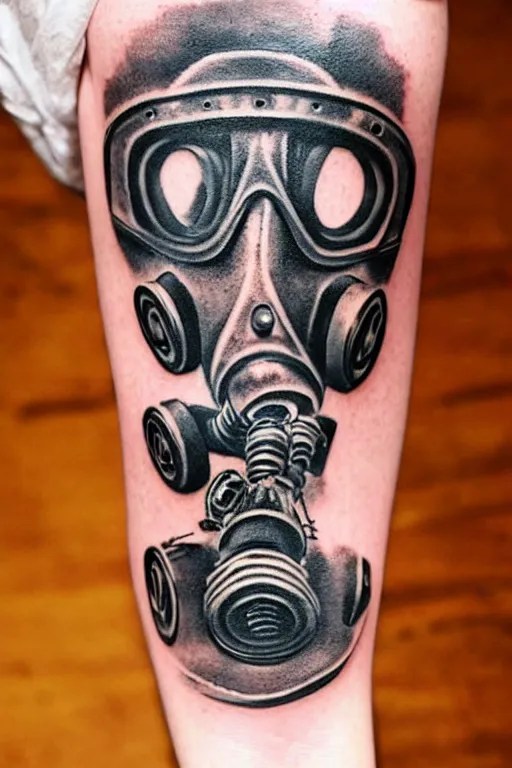 gas mask tattoo by Ryan Ashley Stable Diffusion