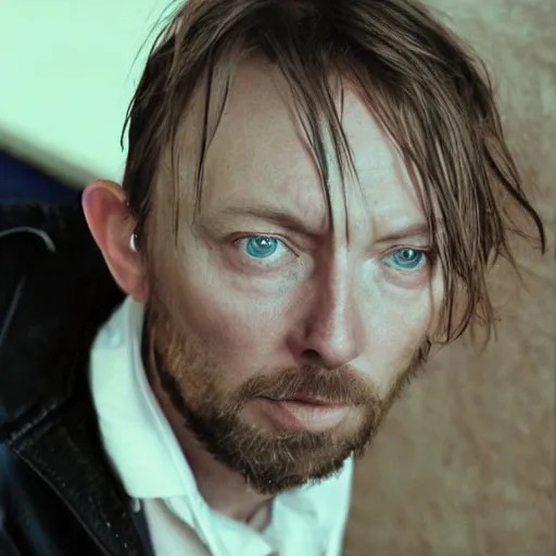 thom yorke singer songwriter spherical tiny round eye Stable Diffusion