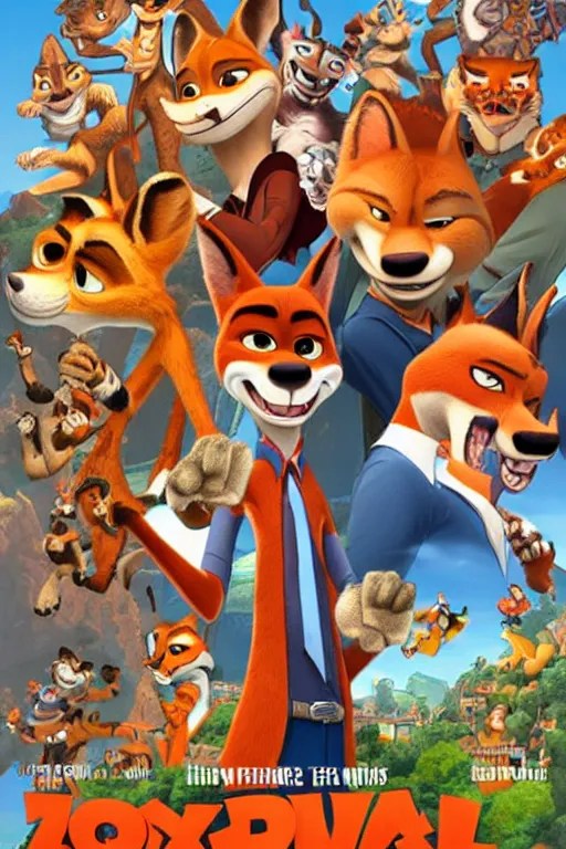 nick wilde from zootopia fox furry anthro on a movie Stable Diffusion