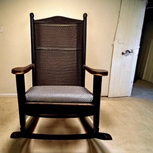 a rocking chair in a basement, craigslist photo Stable Diffusion