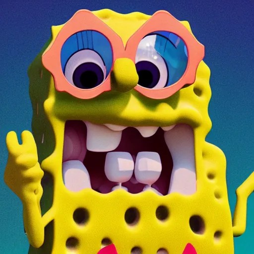 spongebob, 3 d, blender, by beeple, Stable Diffusion OpenArt