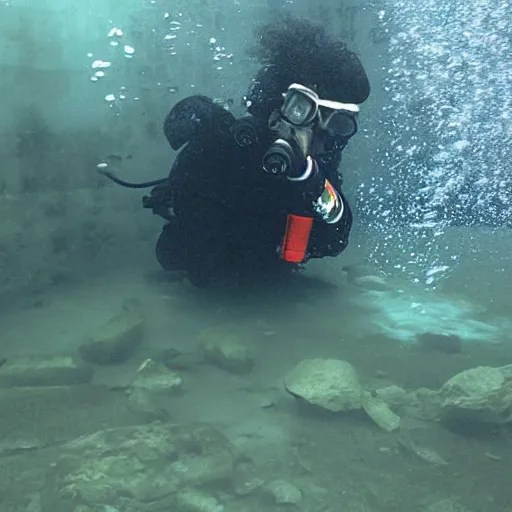 fireman underwater putting out a fire Stable Diffusion
