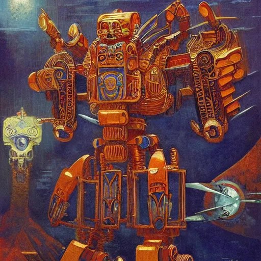 elaborate mayan art deco mecha by j. c. leyendecker, Stable Diffusion