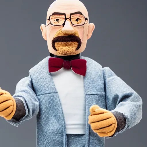 Walter White Ventriloquist Puppet, 4k, stock photo, Stable Diffusion