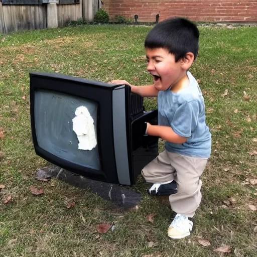 photo of a kid smashing his tv Stable Diffusion OpenArt