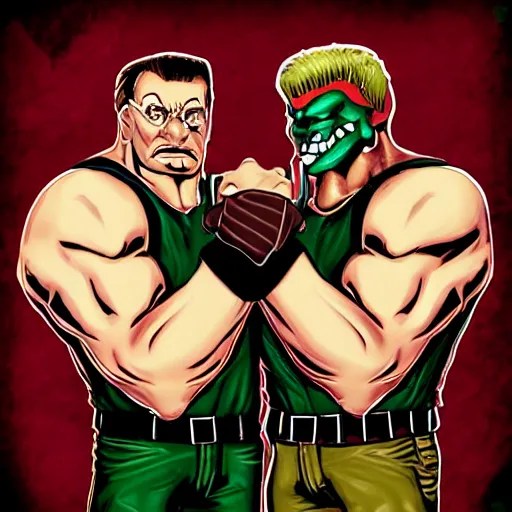 duke nukem and doomguy arm wrestle Stable Diffusion OpenArt