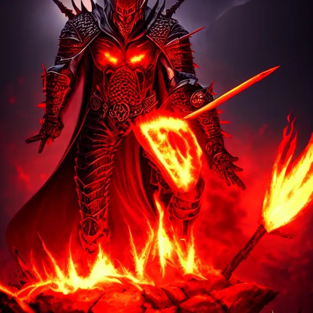 hell knight with a fire powers, highly detailed, 8 k, Stable Diffusion