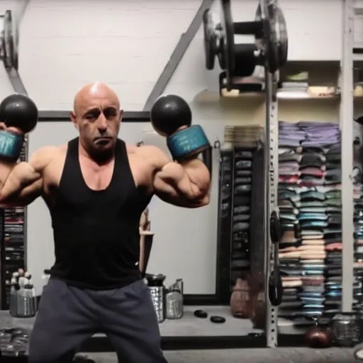 photo of Joe Rogan lifting kettlebells, dslr, Stable Diffusion