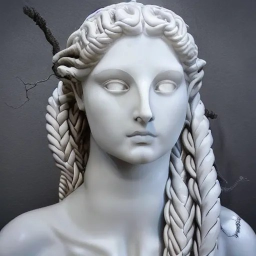 beautiful pale smooth statuesque medusa with white Stable Diffusion