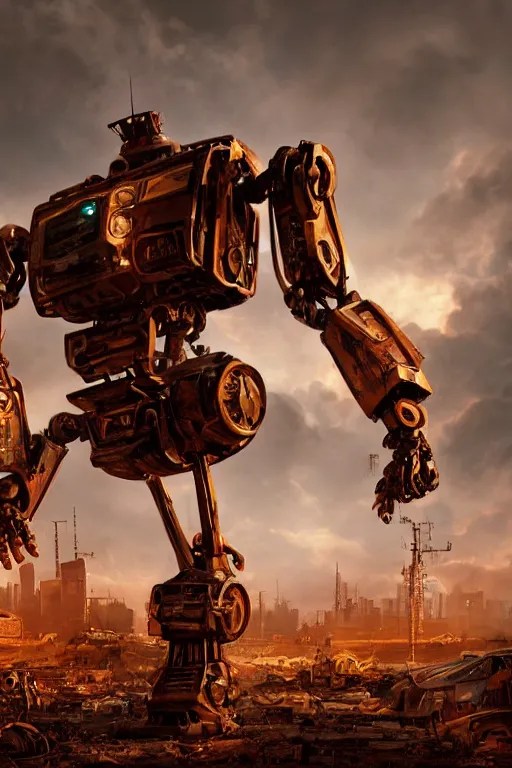 A junkyard robot, dramatic lighting, cinematic, Stable Diffusion