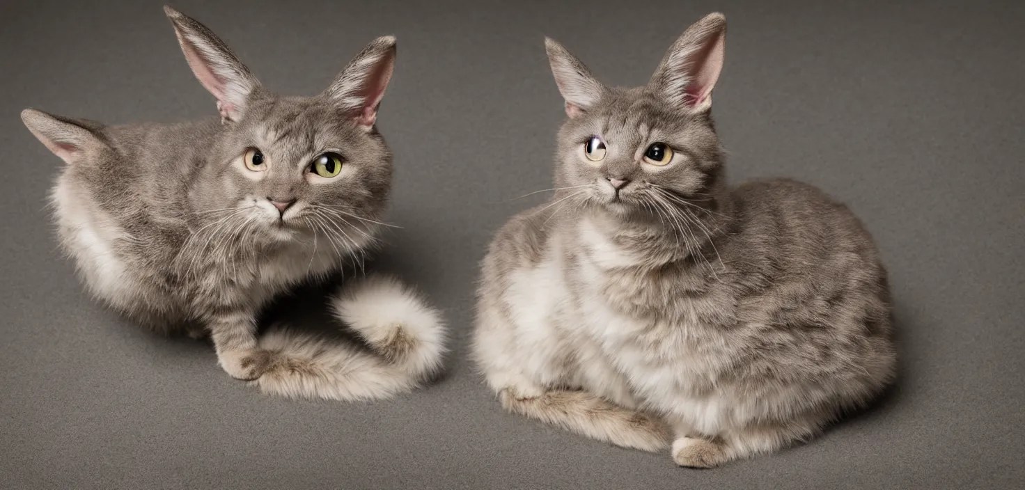 cat rabbit hybrid, a cross between a cat and a Stable Diffusion