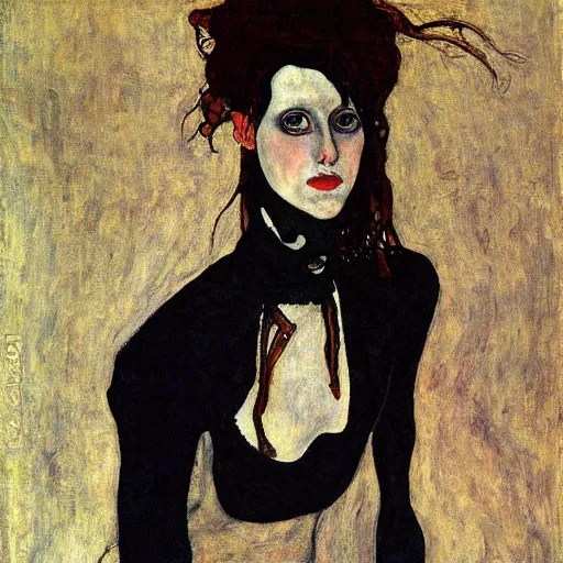 goth girl, oil painting by Egon Schiele, masterpiece Stable Diffusion