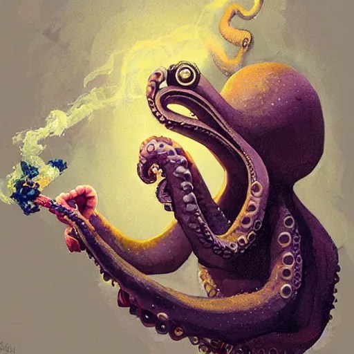 octopus smoking weed, by greg rutkowski, Stable Diffusion OpenArt