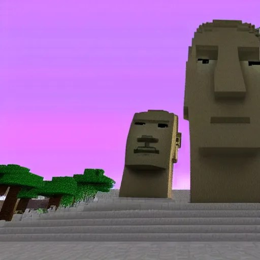 moai statue built in minecraft, screenshot Stable Diffusion OpenArt