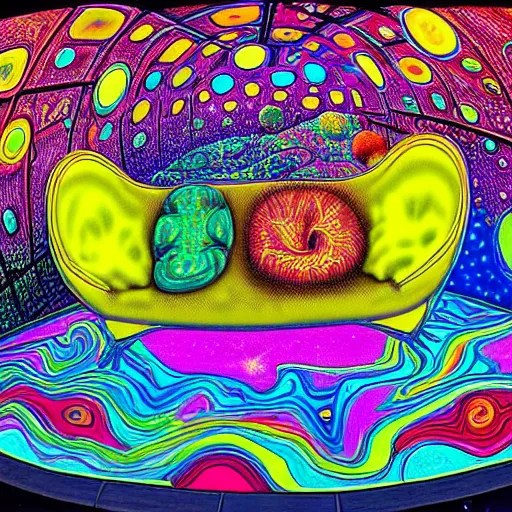 psychedelic trippy couch in saskatoon with vegetable Stable Diffusion