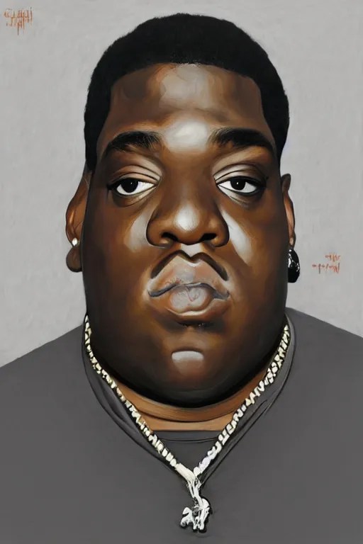 a portrait of biggie smalls in style of egon Stable
