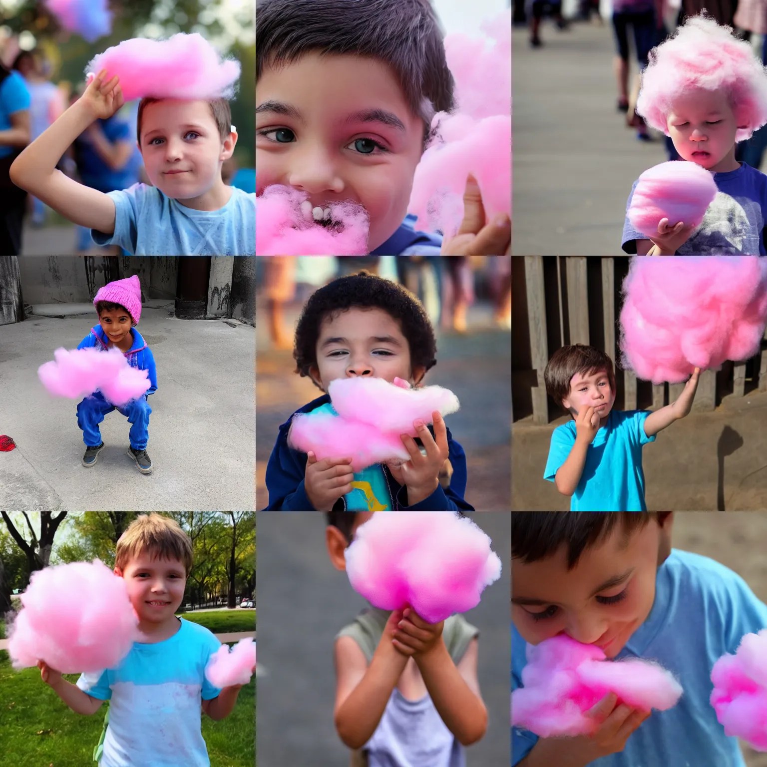 a kid holding a cotton candy Stable Diffusion