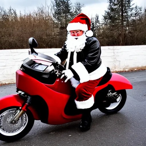 santa wearing leather jacket on motorcycle Stable Diffusion OpenArt