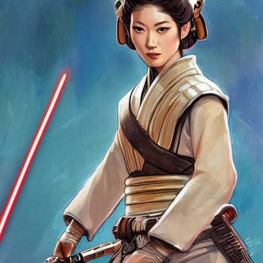 star wars samurai assassin girl, movie poster by jc Stable Diffusion