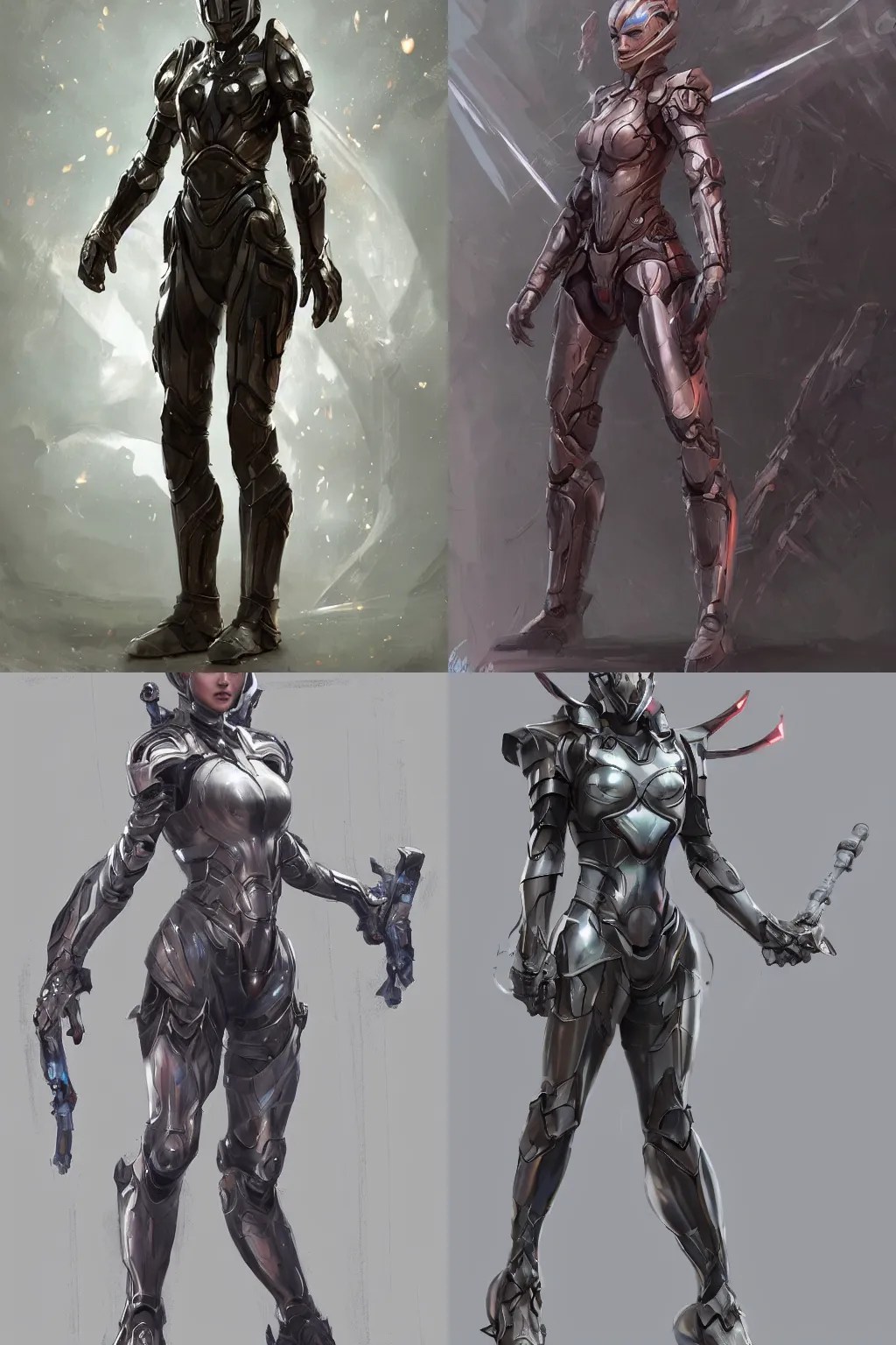 full body scifi female armor character made by Stable Diffusion