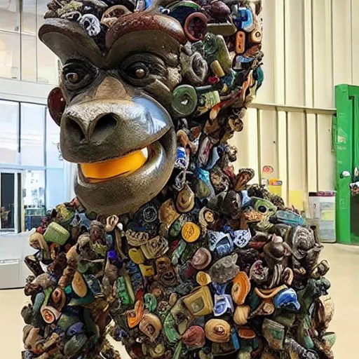 A sculpture made of recycled materials but with Stable Diffusion