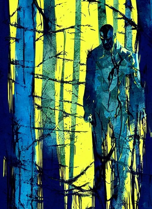 horror art, jason statham vampire hunter, blue and Stable Diffusion