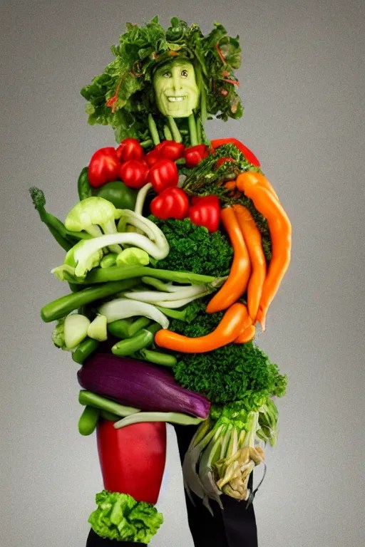 a human full body made of vegetables Stable Diffusion