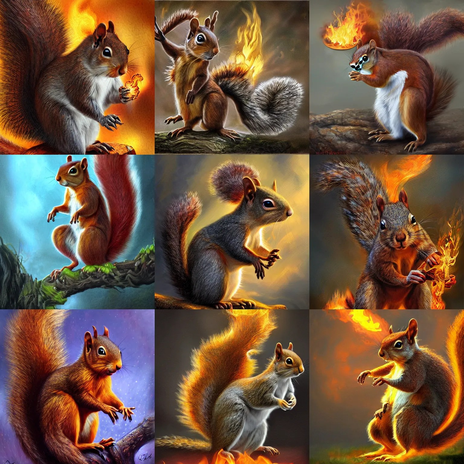 squirrel fire monster, fantasy art, extremely Stable Diffusion
