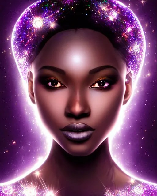 shattered glass crystalline ebony beauty portrait, Stable Diffusion