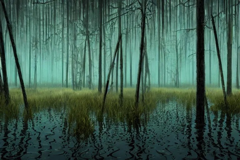scene from louisiana swamps,, neon cross, voodoo, 8 k, Stable Diffusion OpenArt