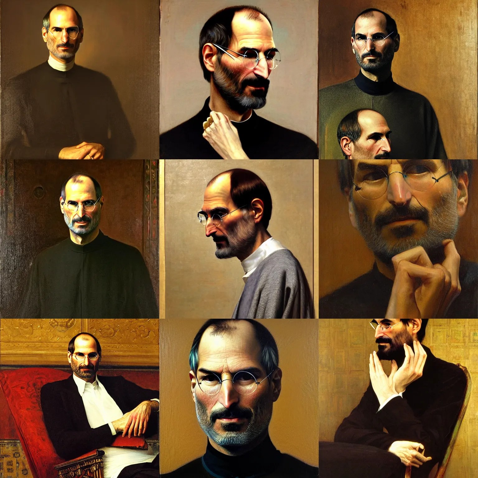 detailed portrait of steve jobs by rudolf ernst, john Stable