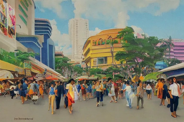 Divisoria modernized, painting by Fernando Amorsolo Stable Diffusion