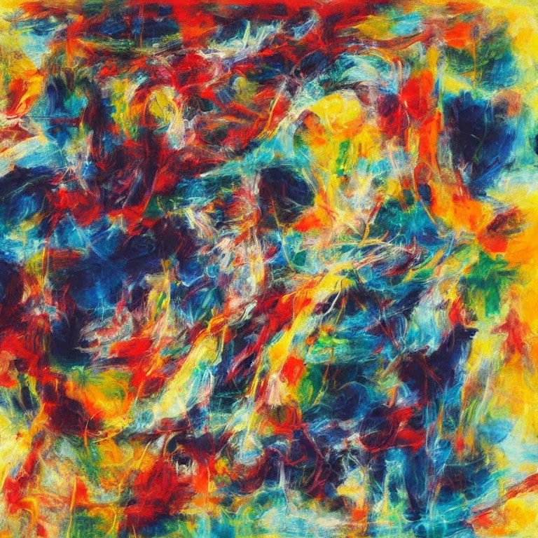 Abstract expressionist artwork about the music of Stable Diffusion