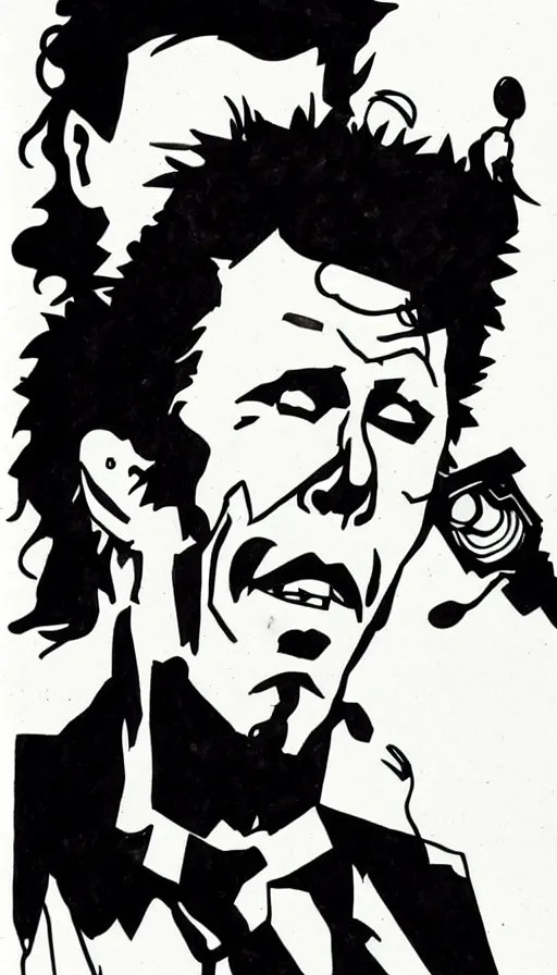 ink illustration detailed portrait of Tom Waits by Stable Diffusion